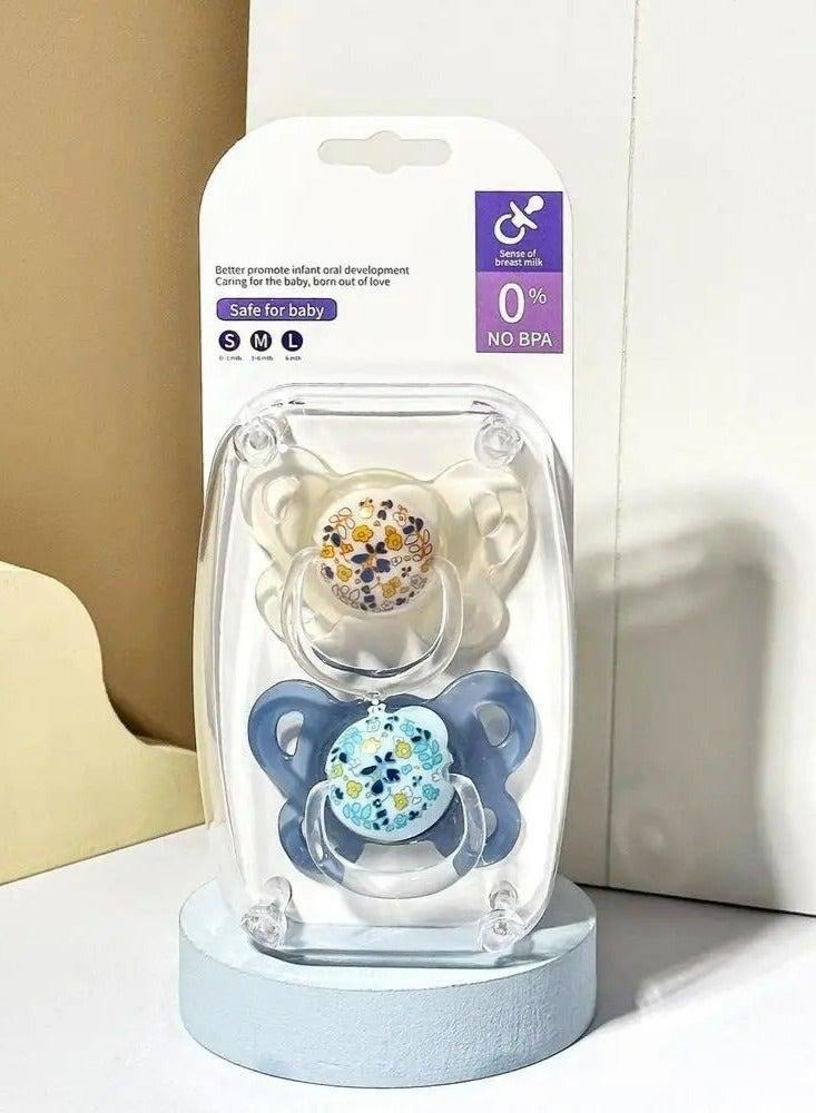 Hugifts Baby Pacifier with Soft Silicone Nipple & Breast-like Design | BPA-Free, Food-Grade PP | Soothes Teething & Promotes Natural Sucking (Yellow and Blue) - Image 1