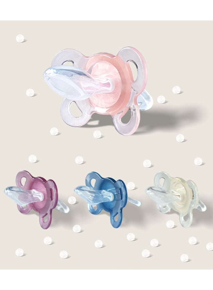 Hugifts 2 Pack Food Grade Silicone Baby Pacifiers, Breast-like Soft Transparent Newborn Soothers, BPA Free Teething Relief Infant Pacifiers Support Natural Sucking, Yellow & Blue Colors - Image 4