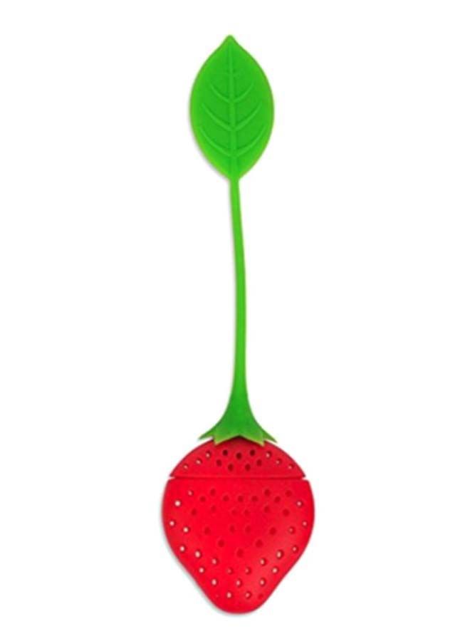 NIBEMINENT 8-Piece Strawberry Shape Tea Infuser Set Red/Green 5 x 19centimeter