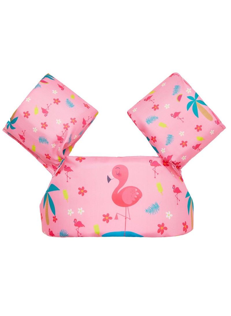 Toddler Swim Vest Kids Water Wings Arm Floaties for 30-50 Pounds Infant Safety Swim Aid Jumper Inflatable Swim Arm Bands Float Sleeves Swimming Armbands for Sea/Pool/Beach/Training (Pink Flamingo)  - Image 1