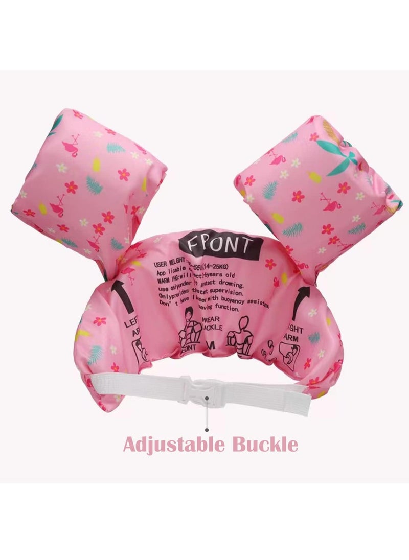Toddler Swim Vest Kids Water Wings Arm Floaties for 30-50 Pounds Infant Safety Swim Aid Jumper Inflatable Swim Arm Bands Float Sleeves Swimming Armbands for Sea/Pool/Beach/Training (Pink Flamingo)  - Image 5
