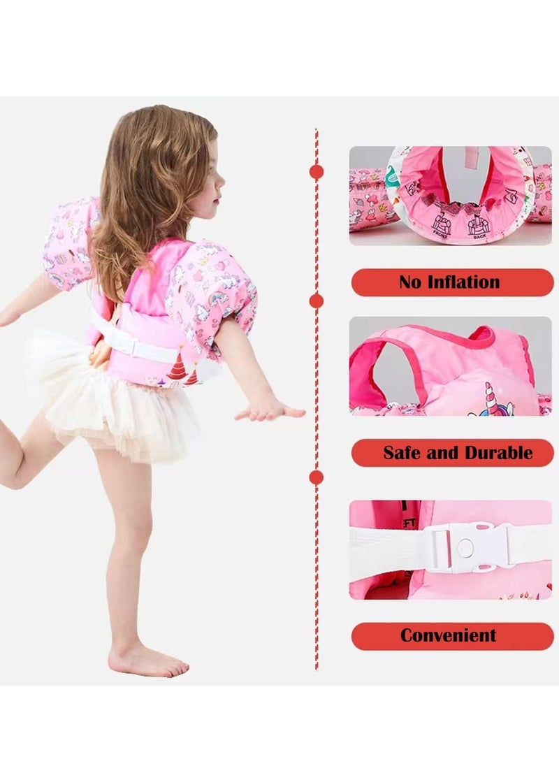 Toddler Swim Vest Kids Water Wings Arm Floaties for 30-50 Pounds Infant Safety Swim Aid Jumper Inflatable Swim Arm Bands Float Sleeves Swimming Armbands for Sea/Pool/Beach/Training (Pink Flamingo)  - Image 4