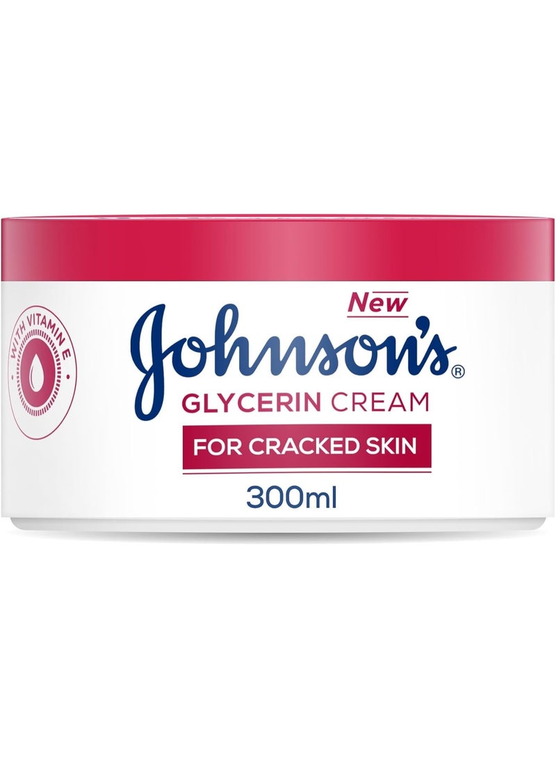Johnson's Glycerin Cream For Cracked Skin, 300ml, Enriched With Vitamin E, For Dry And Cracked Areas, Soothing And Repairing Formula, Helps To Relieve Cracked And Dry Skin In Just One Application - Image 1