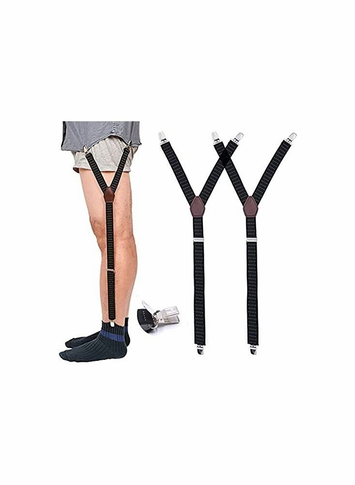 KASTWAVE Mens Shirt Adjustable Elastic Garter Straps with Non Slip Clips - Image 1