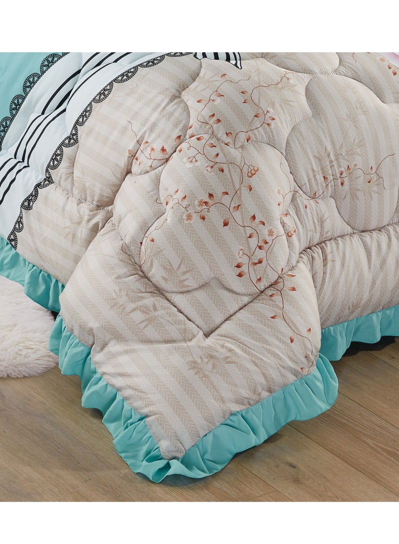 مون طقم مفرش  مقاس كينج مكون من 6 قطع طقم لحاف مزدوج للجنسين يتضمن 1 لحاف و 1 ملاءة سرير و2 غطاء وسادة نوم و 2 غطاء وسادة ديكور غطاء مناسب لجميع الاوقات - Image 2