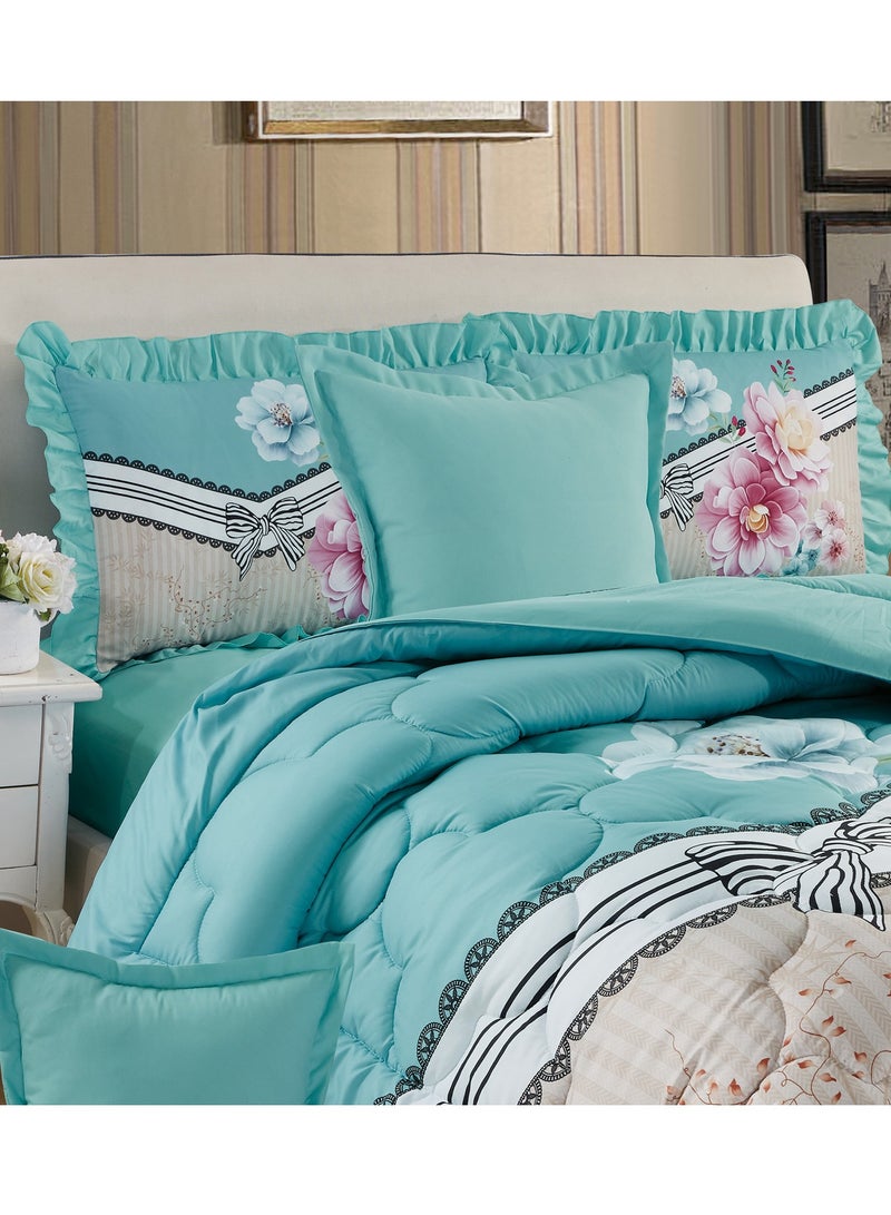 مون طقم مفرش  مقاس كينج مكون من 6 قطع طقم لحاف مزدوج للجنسين يتضمن 1 لحاف و 1 ملاءة سرير و2 غطاء وسادة نوم و 2 غطاء وسادة ديكور غطاء مناسب لجميع الاوقات - Image 4