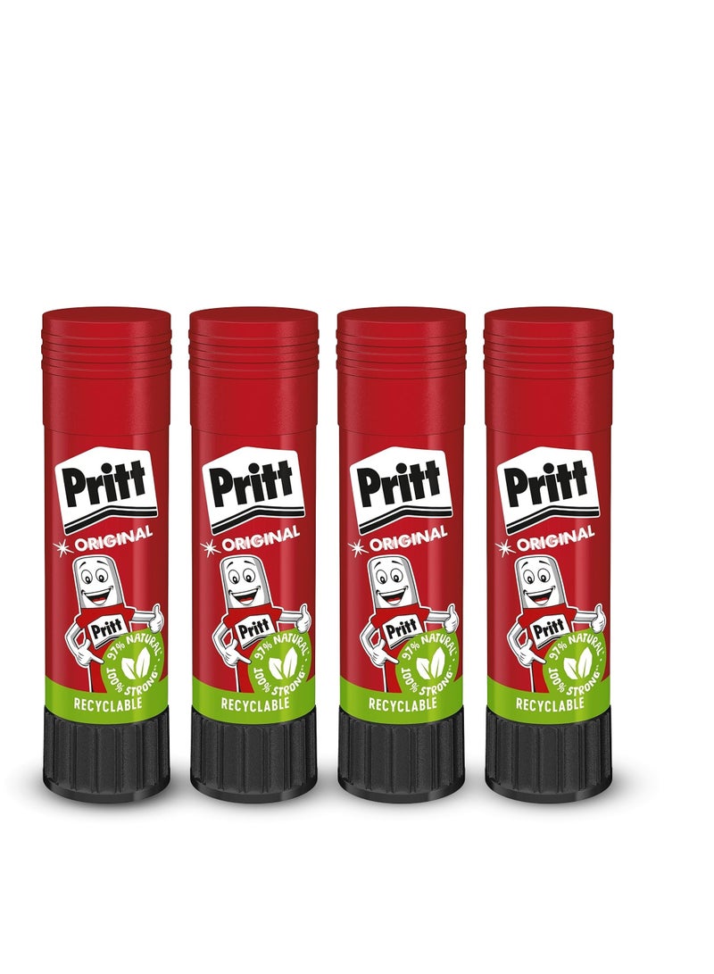 Pritt Original SRP 4x11gm Gluestick Safe & Child-Friendly Craft Glue For Arts & Crafts Activities, Strong-Hold Adhesive - Image 1