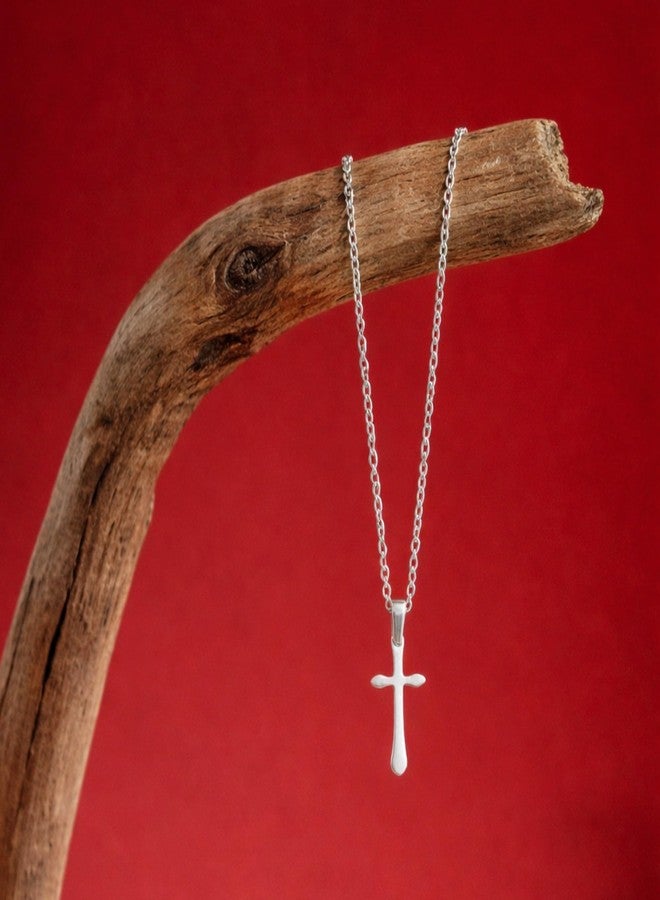 SALVE Silver-Toned Cross Pendant Necklace for Women Stylish Neck Chain for Girls | Minimal Jewellery for Women, Locket Aesthetic Necklace for Girls, Valentine’s Gift for Girlfriend - Image 2