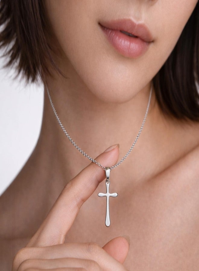 SALVE Silver-Toned Cross Pendant Necklace for Women Stylish Neck Chain for Girls | Minimal Jewellery for Women, Locket Aesthetic Necklace for Girls, Valentine’s Gift for Girlfriend - Image 5