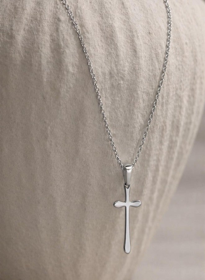 SALVE Silver-Toned Cross Pendant Necklace for Women Stylish Neck Chain for Girls | Minimal Jewellery for Women, Locket Aesthetic Necklace for Girls, Valentine’s Gift for Girlfriend - Image 4