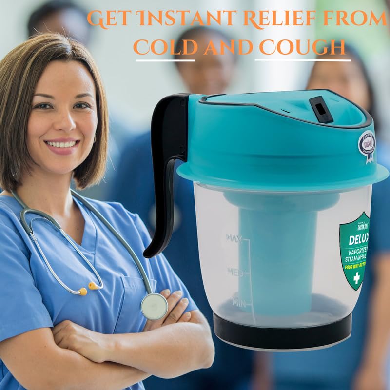 Crescent Crescent Steamer for Cold with Double Protection Wall Vaporizer Steamer for Cough and Cold Facial Care Face Steamer for Facial Separate Water Storage Jar Detachable Easy Clean Durable Color Sky Blue Pack of 1 - Image 4