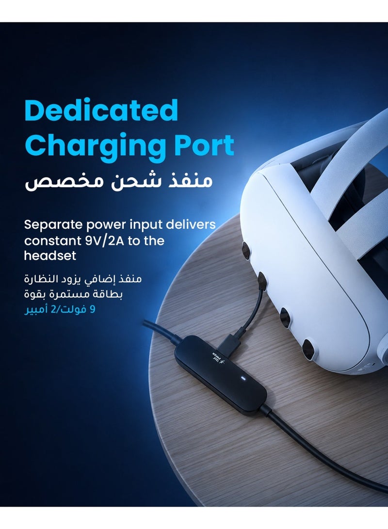Syntech Link Cable (5m) with Charging Compatible with Oculus/Meta Quest 3S/3, Quest2, Pico4 Accessories, USB 3.0 Link Cable with Extra Charging Port, for PC/SteamVR and Extended Gameplay Black - Image 5