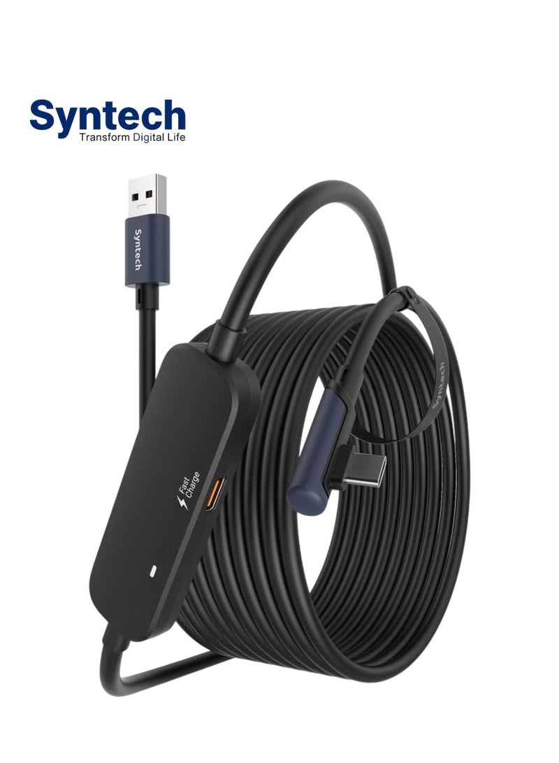 Syntech Link Cable (5m) with Charging Compatible with Oculus/Meta Quest 3S/3, Quest2, Pico4 Accessories, USB 3.0 Link Cable with Extra Charging Port, for PC/SteamVR and Extended Gameplay Black - Image 1