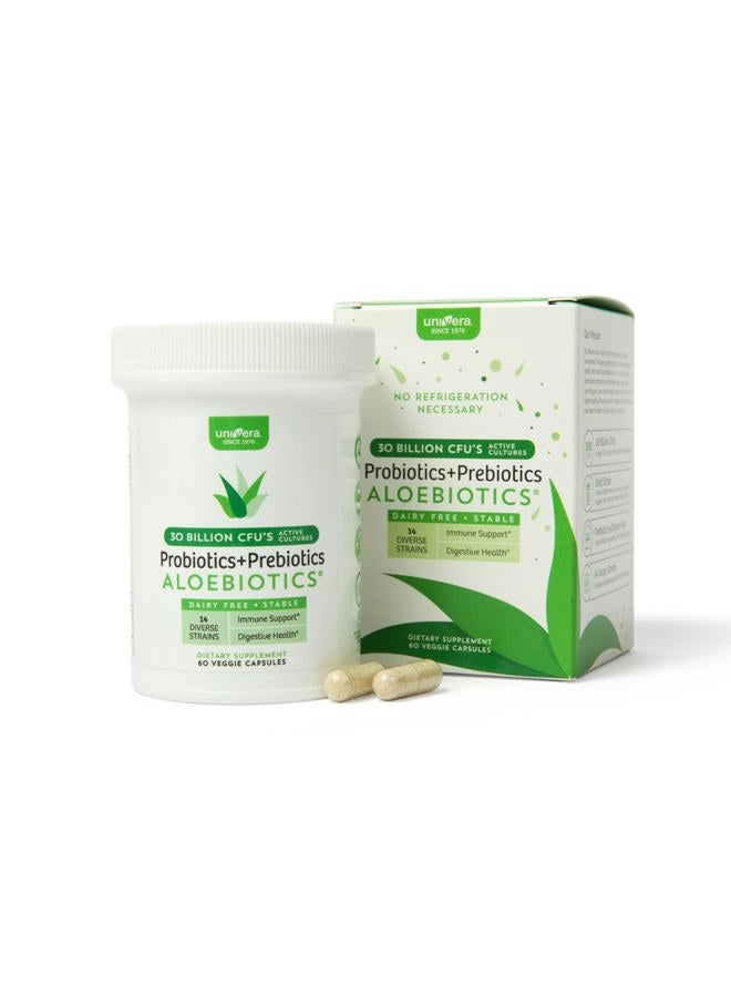 Univera Probiotics and Prebiotics 30 Billion CFUs -14 Strains, Digestive Enzymes for Adults Men & Women - Probiotics Lactobacillus Acidophilus - Digestive Health Capsules, Vegan, AloeBiotics, 60ct. - Image 2