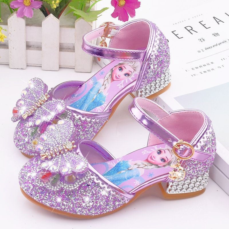 Girls Elsa Princess Sandals 2020 High Heel Purple 