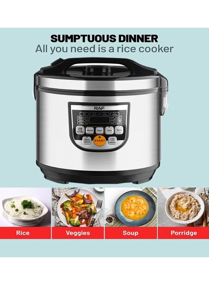 RAF Smart Rice Cooker with Efficient Heating System, Non-Stick Aluminum Pot, Clear Digital Panel, Steaming Capability, Easy Maintenance Design, Ideal for Busy Families and Daily Home Cooking - Image 2