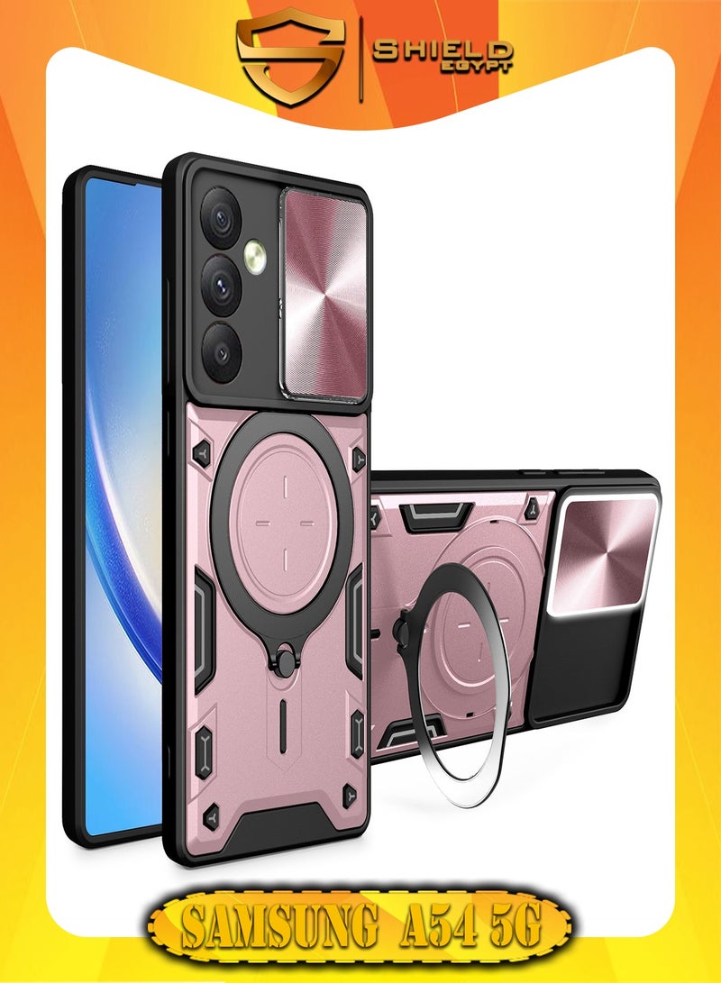 SHIELD EGYPT SHIELD EGYPT For Samsung Galaxy A54 Armored Camera Shield Cover Camera Lend Protection, Built-in 360° (Rose Gold)