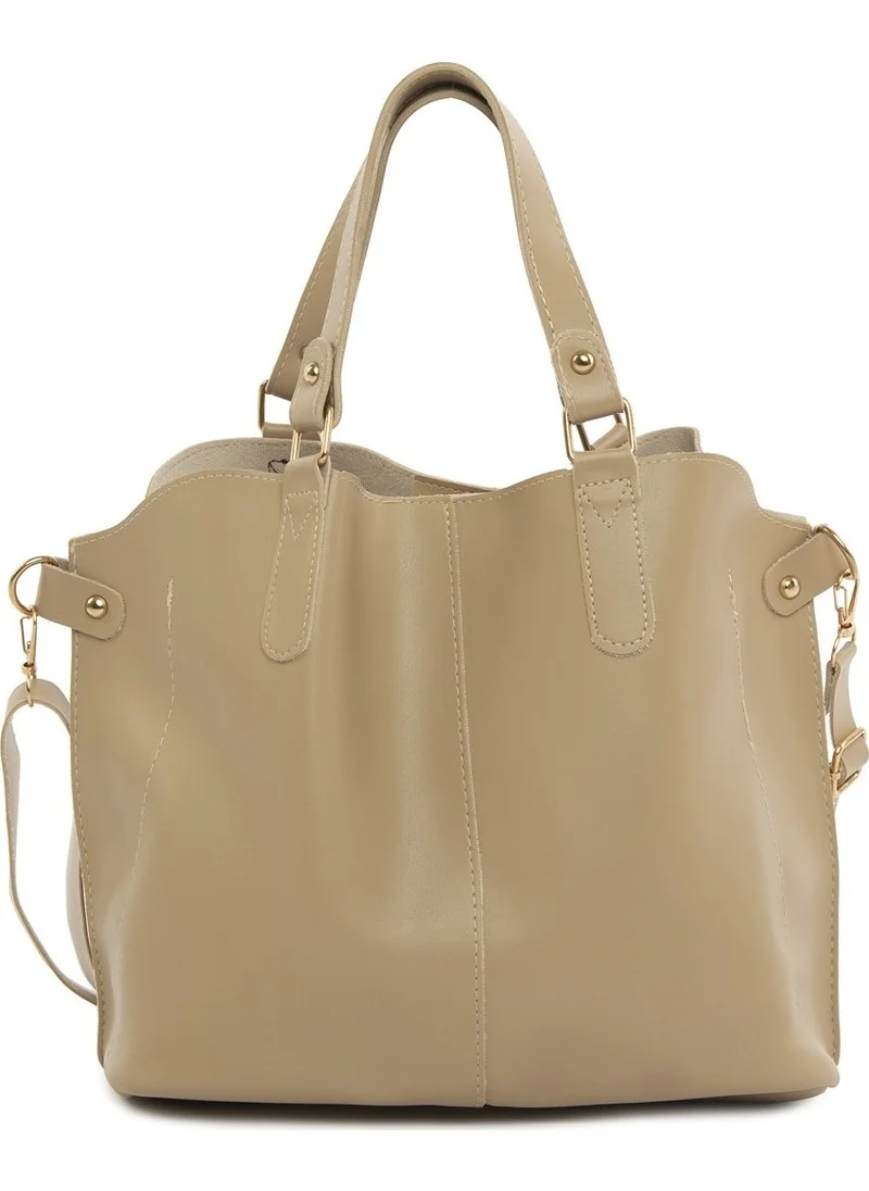 Bagmori Mink Three-Compartment Bag with Snap Detail