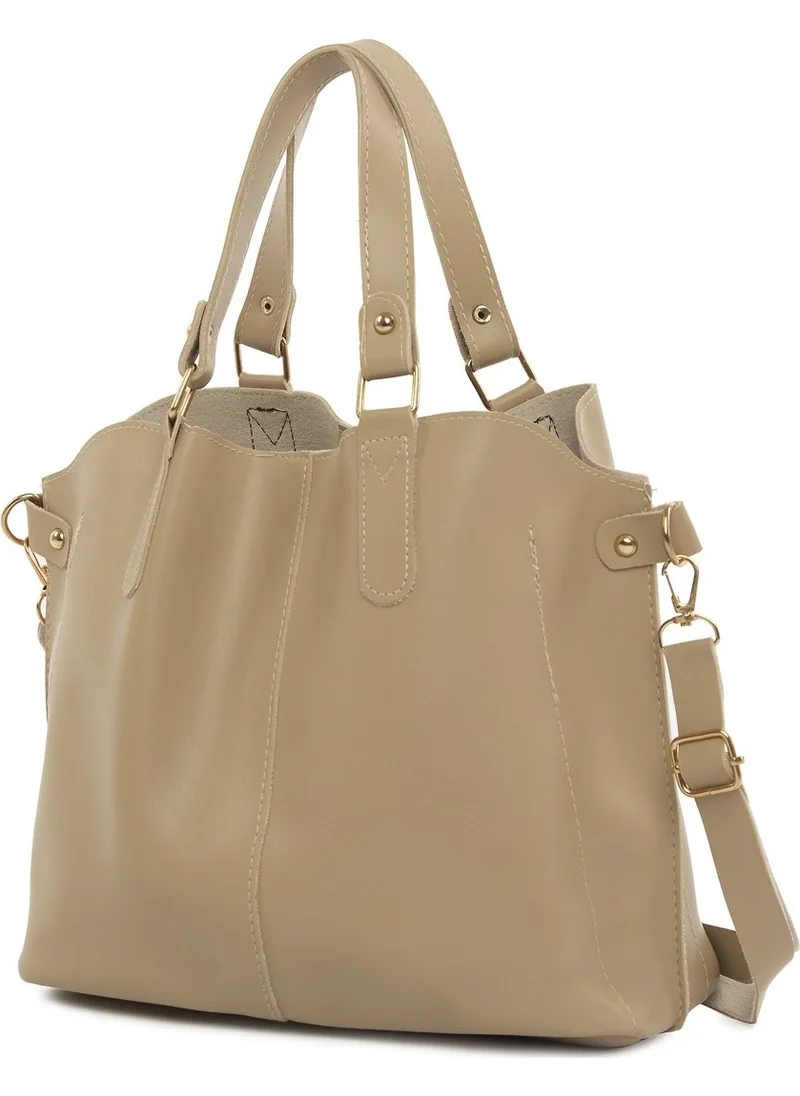 Bagmori Mink Three-Compartment Bag with Snap Detail