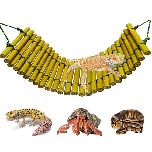 Furatune Bearded Dragon Tank Accessories, Reptile Climbing Hammock Bridge, Lizard Lounger Bamboo Ladder, Reptile Tank Accessories for Habitat, 12 x6 in - Image 1