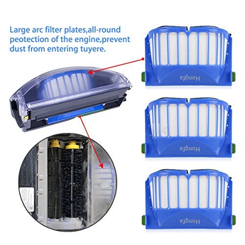 Hongfa Replacement Parts Kit for Irobot Roomba 600 Series 694 692 690 680 660 665 651 650 614 & 500 Series 595 585 564,4 Filter,4 Side Brush,2 Pairs Bristle and 2 Flexible Beater Brush - Image 2