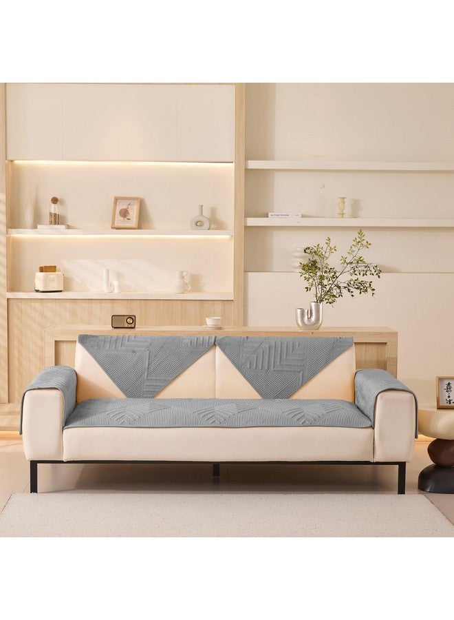 House of Quirk Sofa Covers Velvet Herringbone Chenille Fabric Furniture Protector 1/2/3/4 Seater Sofa Cover Slipcovers Anti-Slip Stretch Seat Mat (Two Seater, Grey, 70x140cm) - Image 2