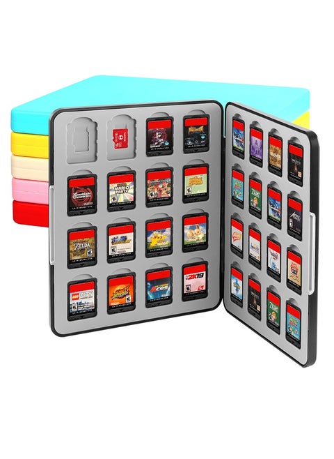 Switch Game Case - Nintendo Switch Game Holder for Nintendo Switch Cartridge Case with 32 Game Card Slots & 32 Micro SD Card Slots, Black Lightning Pattern Switch Game Card Case Hard