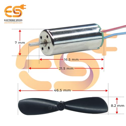Electronicspices Electronic Spices Metal Dc 3.7V 716 7X16Mm Micro Coreless Motor With Propeller High-Speed Mini Drones (2 Motors + 2 Propellers) - Image 3