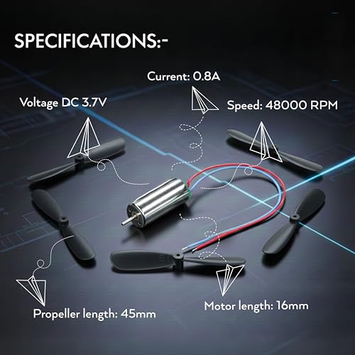 Electronicspices Electronic Spices Metal Dc 3.7V 716 7X16Mm Micro Coreless Motor With Propeller High-Speed Mini Drones (2 Motors + 2 Propellers) - Image 2