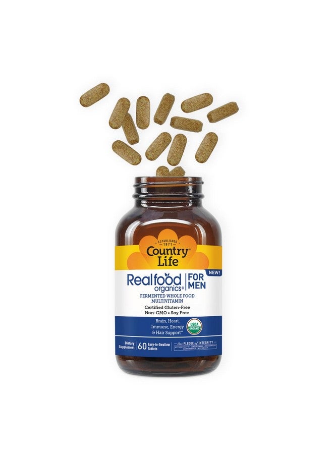 Country Life RealFood Organics for Men - 60 Tablets | 1,300mg Organic Fermented Whole Foods, 7-Mushroom Superfood & Aloe - Certified Gluten-Free, Vegan & USDA Organic Multivitamin - Image 3