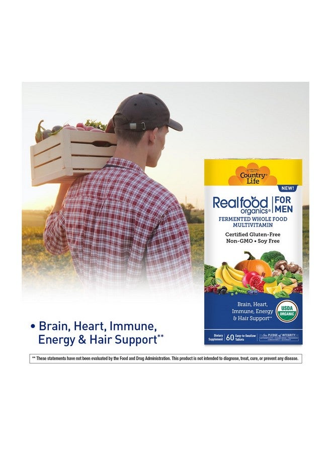 Country Life RealFood Organics for Men - 60 Tablets | 1,300mg Organic Fermented Whole Foods, 7-Mushroom Superfood & Aloe - Certified Gluten-Free, Vegan & USDA Organic Multivitamin - Image 5