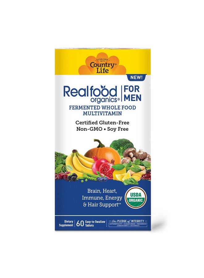 Country Life RealFood Organics for Men - 60 Tablets | 1,300mg Organic Fermented Whole Foods, 7-Mushroom Superfood & Aloe - Certified Gluten-Free, Vegan & USDA Organic Multivitamin - Image 2
