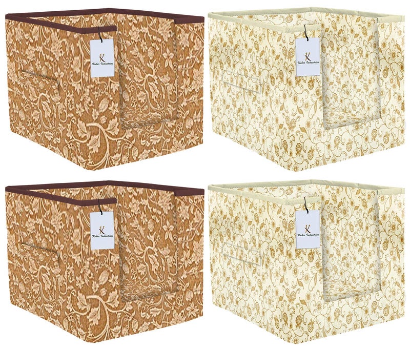 Kuber Industries Exclusive Metalic Printed 4 Piece Non Woven Shirt Stacker Wardrobe Organizer Set Brown Brige CTGTC34948 - Image 1