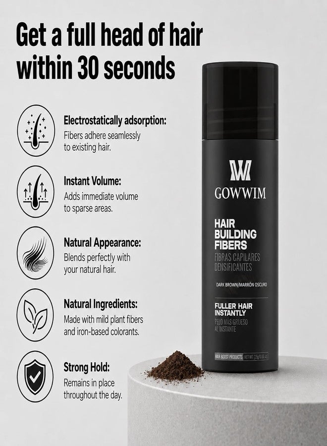 Gowwim Hair Fibers Dark Brown-Instant Thickening Powder for Thinning Hair - Image 3