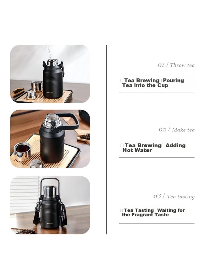 Tomimitsu Fuguang Insulated Tea Cup, Outdoor Steeping Cup, Portable 316l Stainless Steel Tea Infuser, 900ml - Image 3