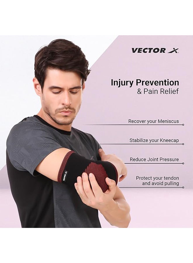 Vector X Moulded Elastic Slip-in Elbow Support ( Size - Small) | Material - Elasticized Fabric | Pain Relief, Gym, Sports, Exercise, Workout, Cycling - Image 2