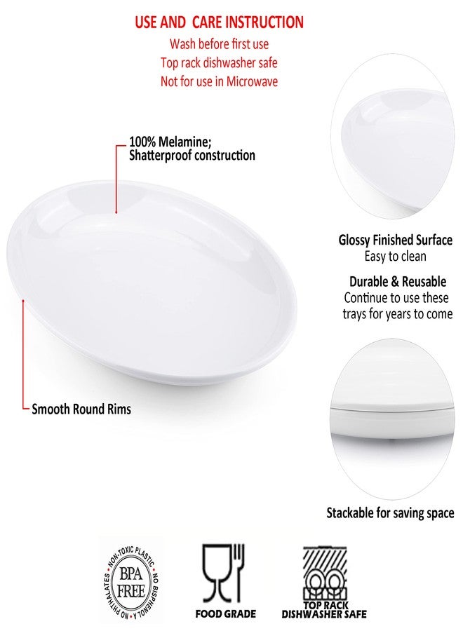 KOXIN-KARLU Melamine Large Serving Platter, 16-inch Oval Serving Plates, White Serving Tray for Entertaining Party, 100% Melamine Serving Dish for Appetizers Meat Food, Set of 2 - Image 3