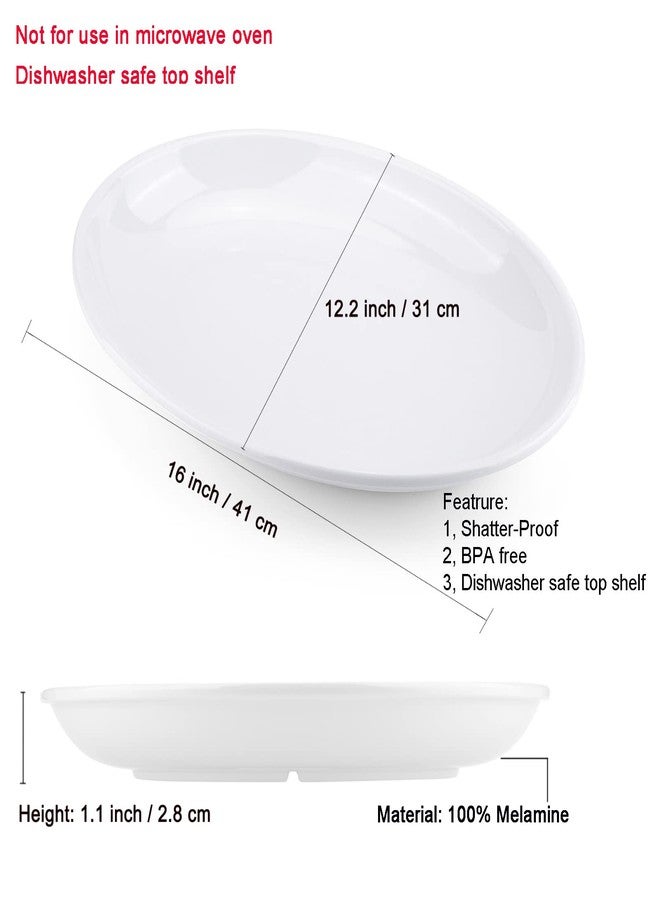 KOXIN-KARLU Melamine Large Serving Platter, 16-inch Oval Serving Plates, White Serving Tray for Entertaining Party, 100% Melamine Serving Dish for Appetizers Meat Food, Set of 2 - Image 2