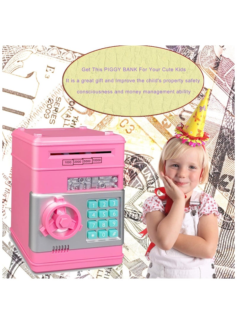 Halamine Electronic Money Bank，Money Saving Box, Coin Cash Saving Box, With Password Unique Detailed Design Durable, Pink - Image 1