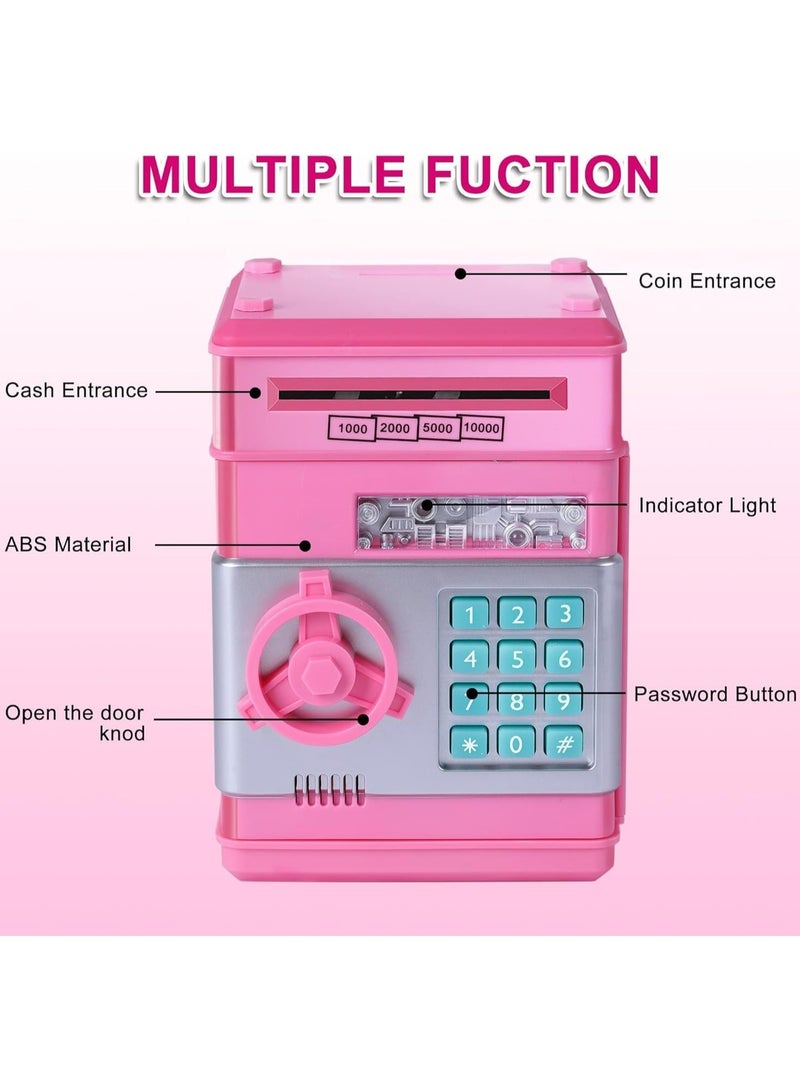 Halamine Electronic Money Bank，Money Saving Box, Coin Cash Saving Box, With Password Unique Detailed Design Durable, Pink - Image 4