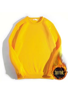 Generic Teen Boys Fleece-Lined Hoodie Autumn Winter Warm dark yellow [special fleece-lined]] 