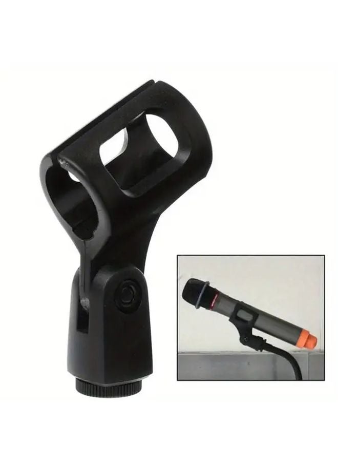 1pc Black Adjustable Microphone Stand Holder with One Hand Release for Podcasting - Image 2
