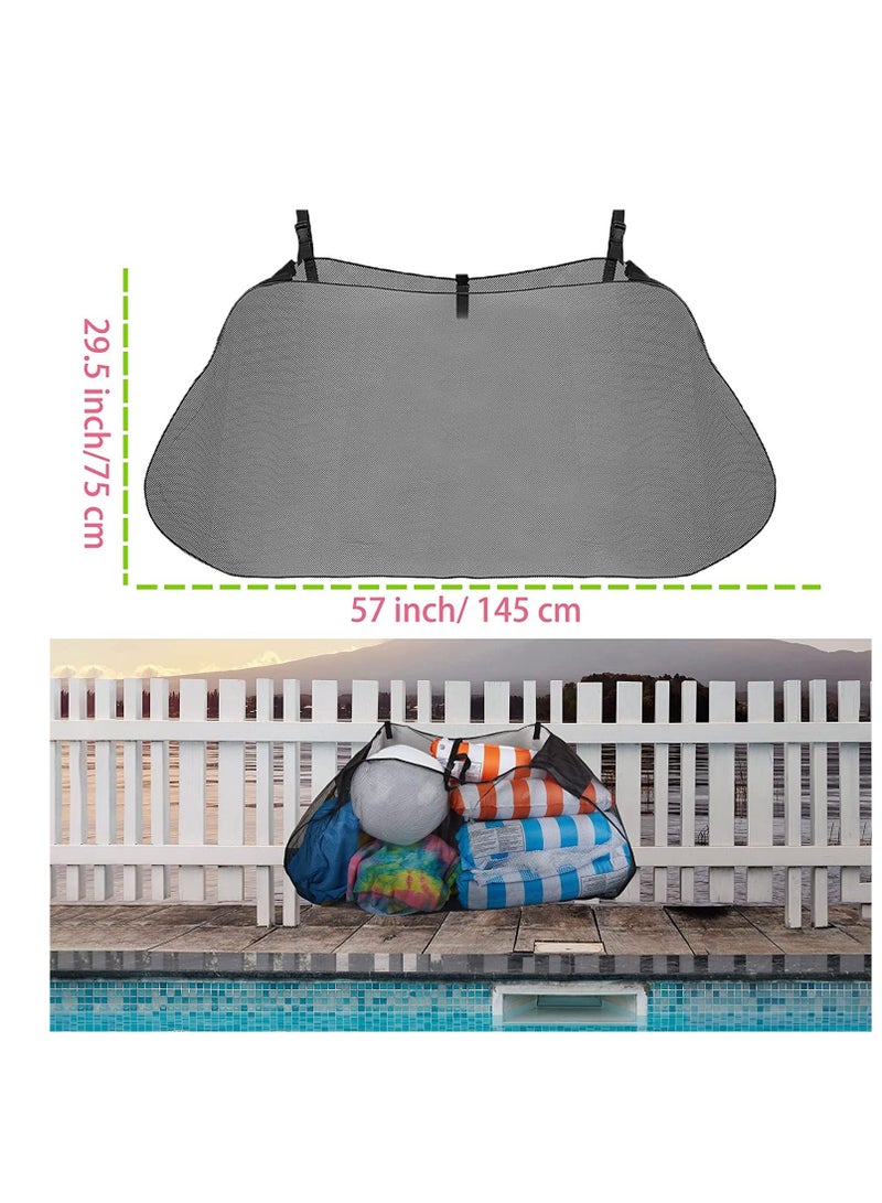 نيبمينينت Pool Floats Storage Bag, Large Hanging Net Foldable Swimming Mesh Organizer for Balls, Floats, Water Inflatable Toys and Other Accessories, 1 Pcs, Black - Image 1