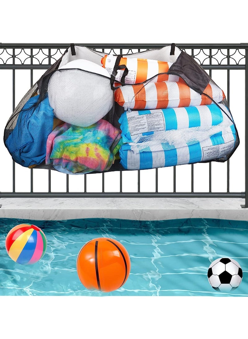 نيبمينينت Pool Floats Storage Bag, Large Hanging Net Foldable Swimming Mesh Organizer for Balls, Floats, Water Inflatable Toys and Other Accessories, 1 Pcs, Black - Image 4