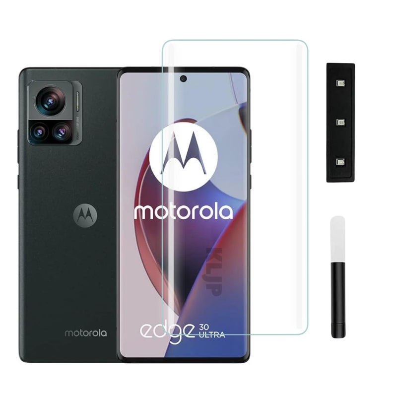 KLJP حماية شاشة زجاجية مقواة HD+ UV متوافقة مع موتورولا إيدج 30 ألترا (عبوة من 1) لاصقة بالكامل UV صديقة للحالات مع وضوح HD+ - Image 1