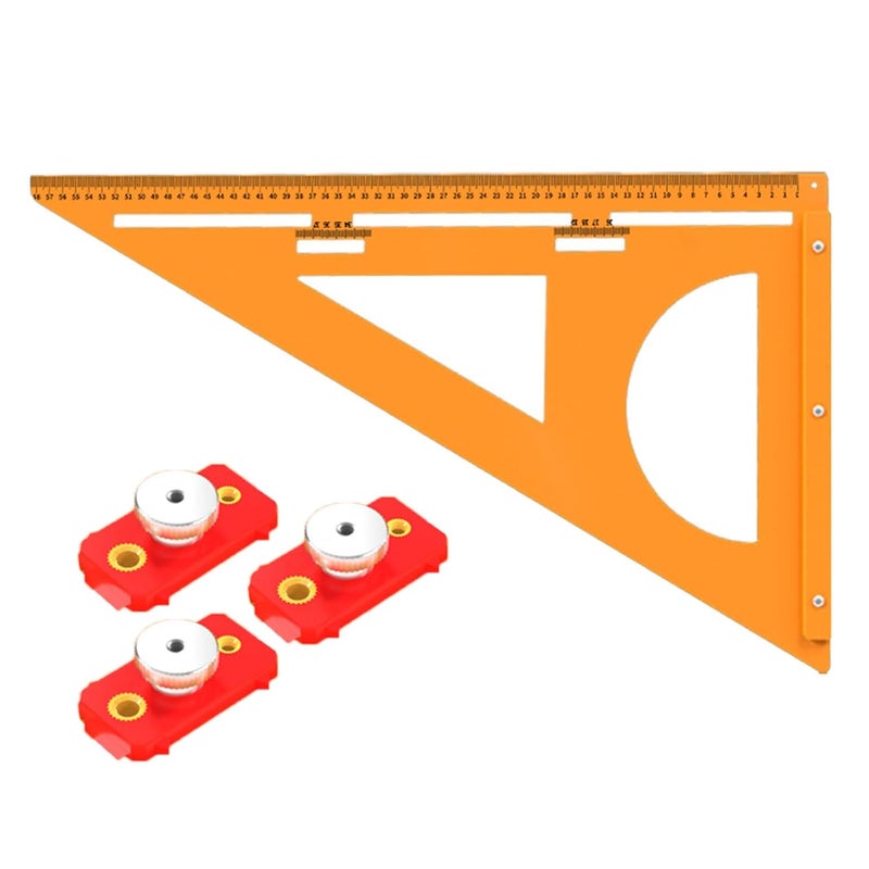 D لون متعدد الوظائف معزول مسطرة نجارة مثلث مستقيم حافة منقلة منزلقة T مربع - Image 1