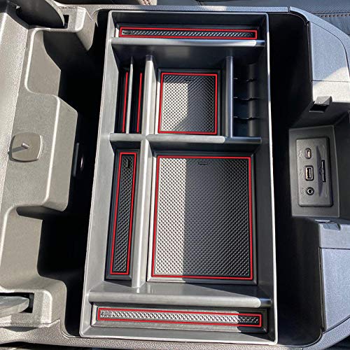 JKCOVER Center Console Organizer Tray Compatible with 2019-2025 Chevy Silverado 1500/GMC Sierra 1500 and 2020-2025 Silverado/Sierra 2500/3500 HD - Full Console w/Bucket Seats ONLY (Red trim) - Image 5