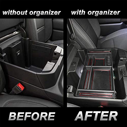 JKCOVER Center Console Organizer Tray Compatible with 2019-2025 Chevy Silverado 1500/GMC Sierra 1500 and 2020-2025 Silverado/Sierra 2500/3500 HD - Full Console w/Bucket Seats ONLY (Red trim) - Image 4