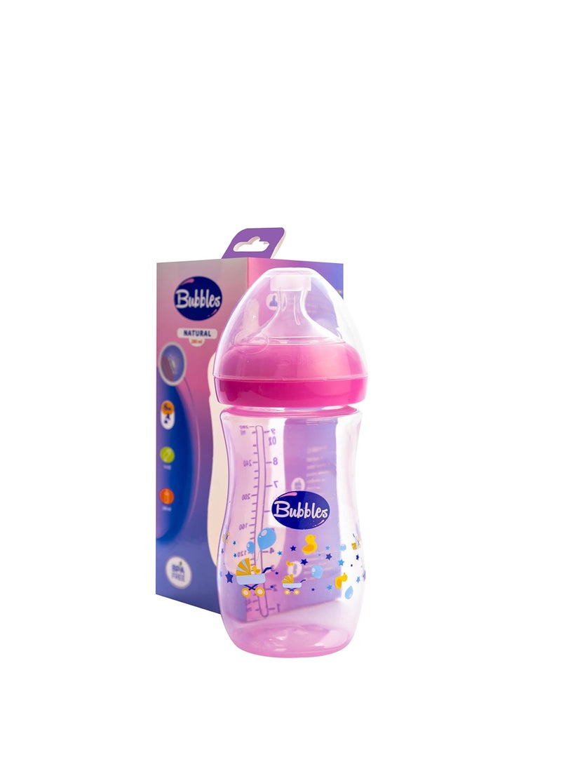 Bubbles - Natural Feeding Bottle Without Hand 280 Ml Rose - Image 1