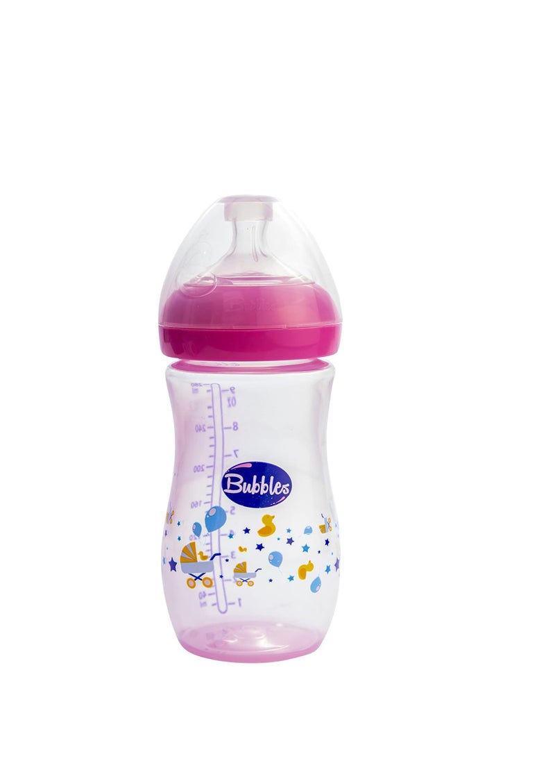 Bubbles - Natural Feeding Bottle Without Hand 280 Ml Rose - Image 1